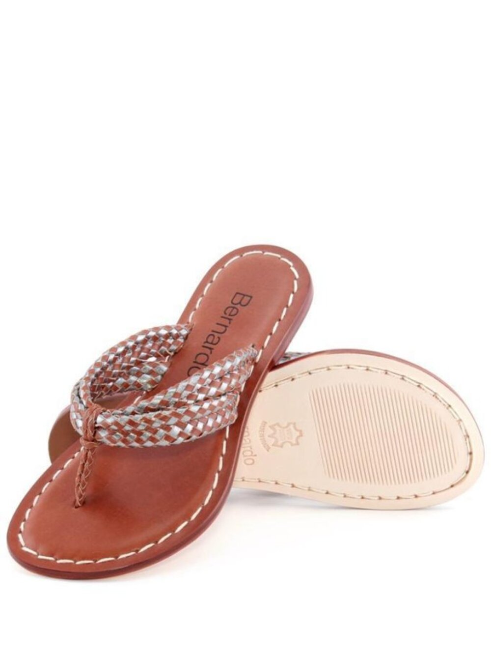 Bernardo Miami Woven Sandal Pecan Steel Camel Thong Flip Flops Size 5/6